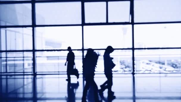 Размытый Вид Толпы Движущейся Современном Здании Аэропорта Концепция Путешествия — стоковое видео