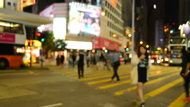 Blurred View People Zebra Crossing Street — Stock Video