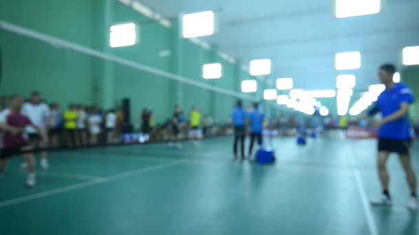 Vidéo Floue Personnes Jouant Badminton Sur Terrain — Video