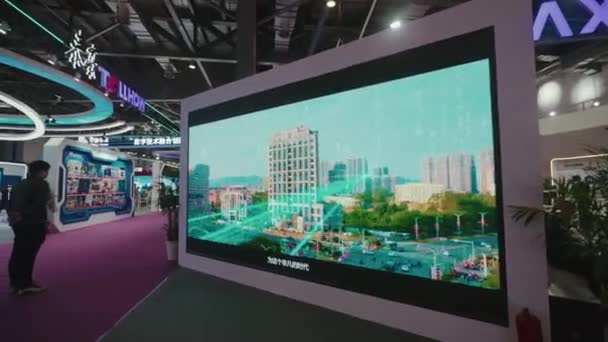 China Mobile Technology Booth Ict Exhibition Beijing — Stok Video
