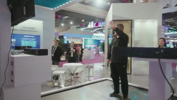 China Mobile Technology Booth Ict Exhibition Beijing — Stock Video