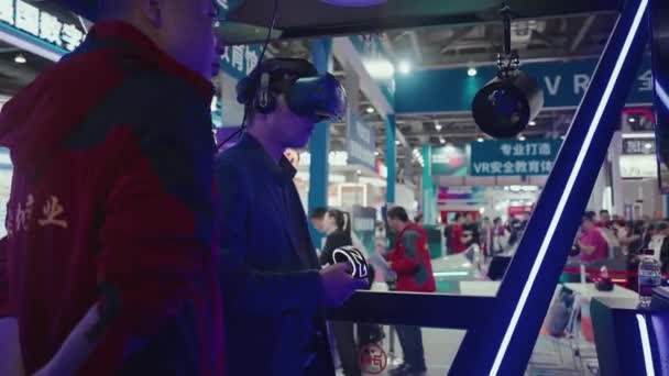 China Mobiele Technologie Stand Ict Tentoonstelling Beijing — Stockvideo