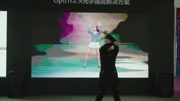 Kína Mobil Technológiai Standja Ikt Kiállításon Pekingben — Stock videók