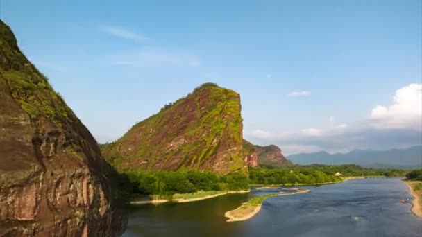 Zeitraffer Video Von Felsformationen Der Nähe Des Flusses China — Stockvideo