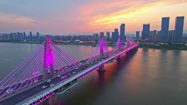Nanchang, Çin 'deki kentsel mimarinin insansız hava aracı görüntüsü