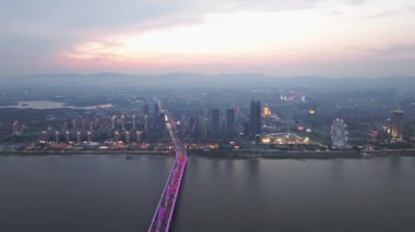 Nanchang, Çin 'deki kentsel mimarinin insansız hava aracı görüntüsü