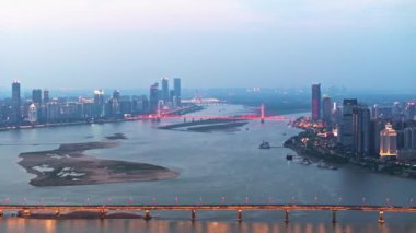 Nanchang, Çin 'deki kentsel mimarinin insansız hava aracı görüntüsü