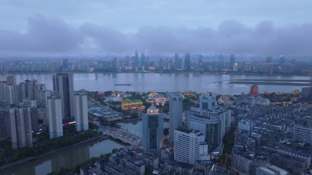 Вид Повітряний Дрон Міського Пейзажу Транспорту Наньчані Цзянсі Китай — стокове відео
