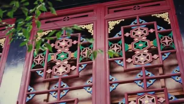 Adornos Chino Cheng Hoon Teng Puerta Del Templo Melaka Malasia — Vídeo de stock