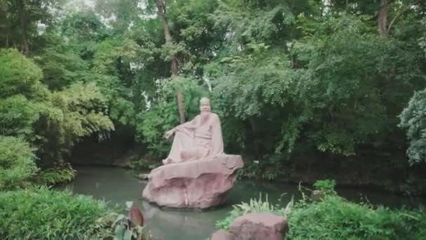 Meishan China Patung Penyair Shi Taman Meishan — Stok Video