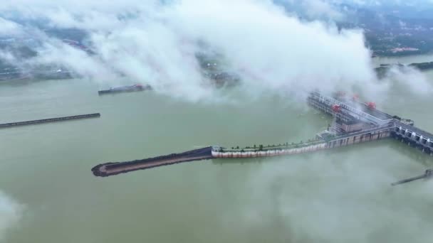 亚洲航空摄影中国长江新洲坝 — 图库视频影像