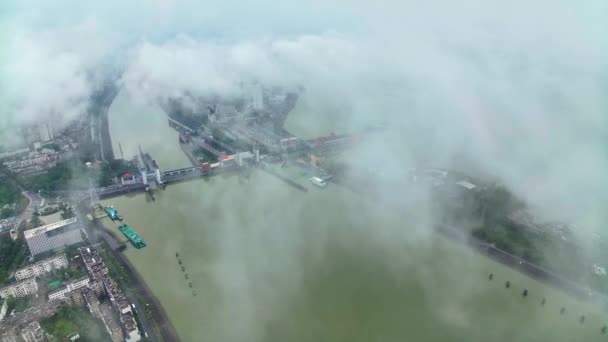 Fotografi Udara Asia China Gezhouba Dam Sungai Yangtze — Stok Video