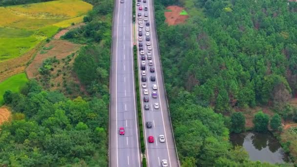 Widok Dzienny Drogi Samochodami Azjatyckim Mieście — Wideo stockowe