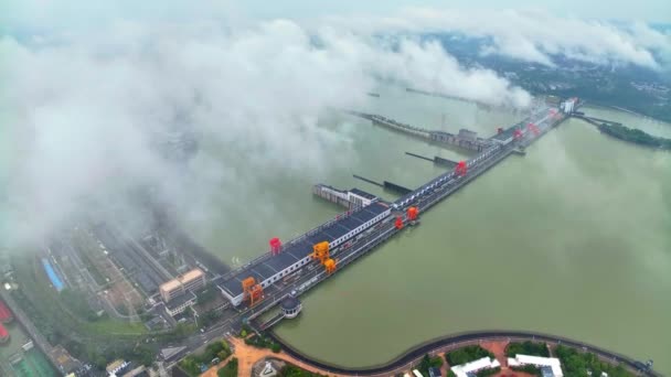 Luchtfotografie Azië China Gezhouba Dam Yangtze Rivier — Stockvideo