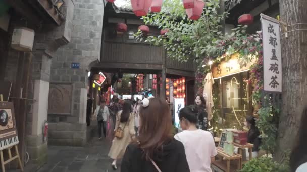 Människor Går Gatan Den Antika Staden Kina — Stockvideo