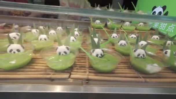 Cozinha Asiática Variedade Desertos Com Design Simulação Panda Exibição Shanghai — Vídeo de Stock