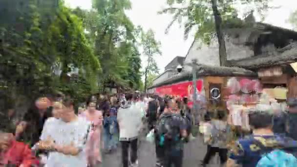Mensen Lopen Straat Van Oude Stad China — Stockvideo