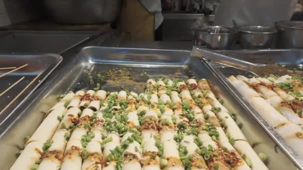 Aziatische Keuken Variëteit Tentoongesteld Shanghai — Stockvideo