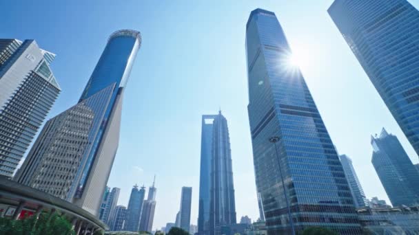 Çin Şangay Şehrindeki Modern Binalar — Stok video