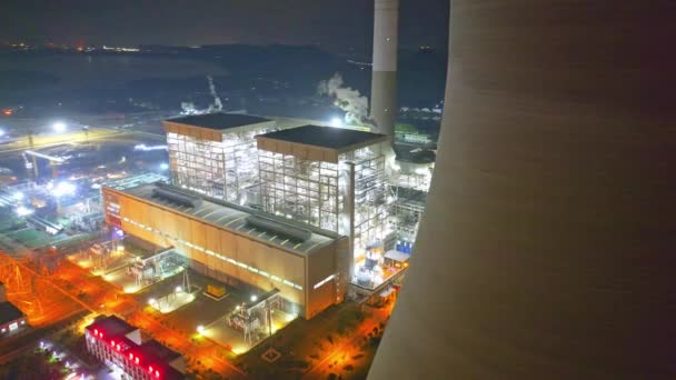 Central Eléctrica Con Luces Concepto Fondo Industrial — Vídeos de Stock
