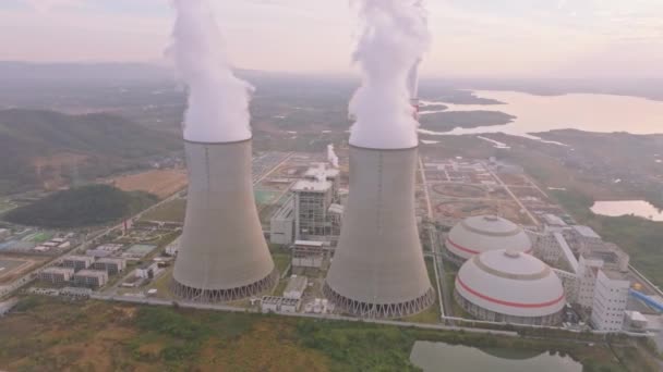 Podwyższony Widok Nowoczesną Elektrownię Koncepcja Tła Przemysłowego — Wideo stockowe