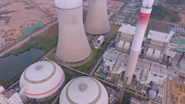 Verhoogd Zicht Moderne Elektriciteitscentrale Industrieel Achtergrondbeeld — Stockvideo