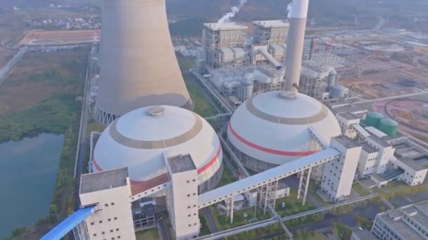 Повышенный Вид Современную Электростанцию Промышленный Фон — стоковое видео
