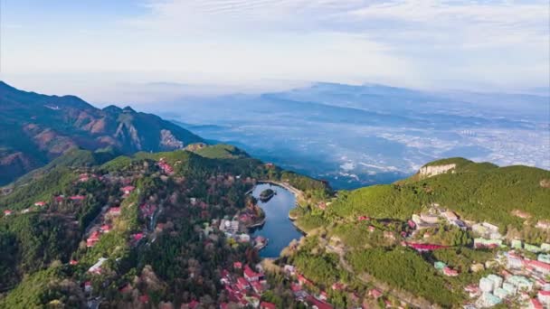 中国鹿山风景秀丽的空中景观 — 图库视频影像