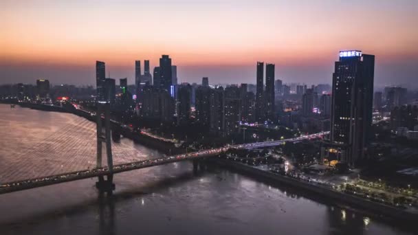 Nanchang Şehrinin Hızlandırılmış Şehir Mimarisi Manzarası — Stok video
