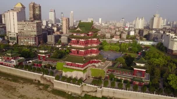 Luftaufnahme Des Tengwang Pavillons Der Stadt Nanchang China — Stockvideo