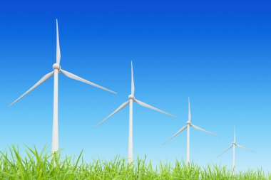 Grup modern yel değirmenleri elektrik Yenilenebilir enerji üretimi için