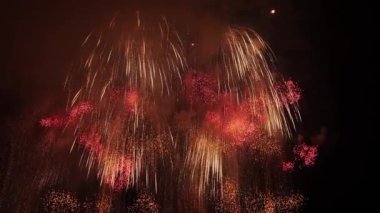Göz kamaştırıcı havai fişeklerin canlı gece görüntüleri.