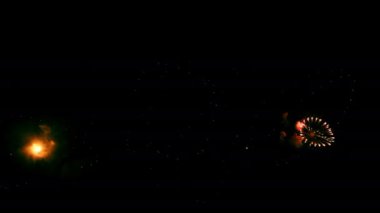 Kara gökyüzündeki güzel havai fişeklerin hava fotoğrafçılığı