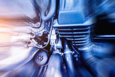 Motosiklet, yolda renk bisikleti, bulanık efektli.