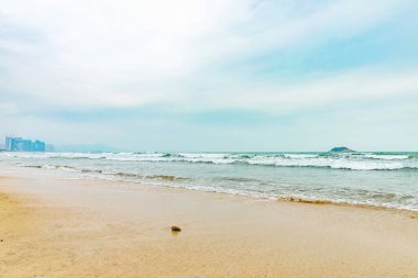 Sıcak yaz gününde plaj manzarası 