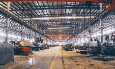 Modern fabrika iç mimarisi. sanayi arkaplanı