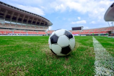 Yeşil çayır ve toplu futbol stadyumu