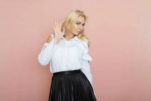 Piękno Portret Mody Elegancki Styl Biznesowy Portret Pięknej Blondynki Białej — Zdjęcie stockowe