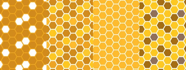 Set Seamless Backgrounds Form Beehives Honeycombs — Stock Vector