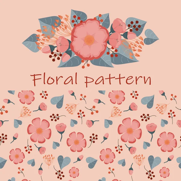 Set Flowers Leaves Patterns — Stock Vector