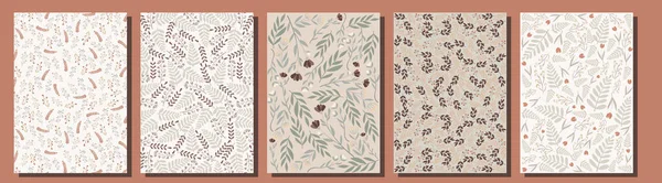Eine Reihe Von Postkarten Hochzeitseinladung Blätter Und Blüten Zarten Farben — Stockvektor