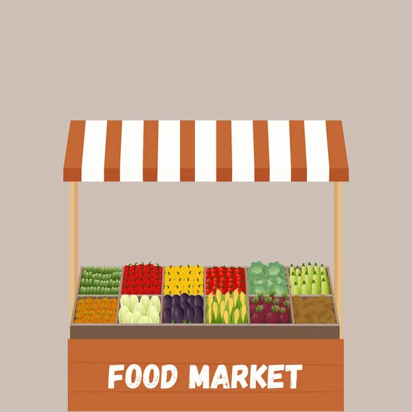 Eine Theke Mit Gemüse Gemüsemarkt Gesunde Ernährung Vegetarismus — Stockvektor
