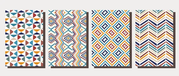 Eine Reihe Nahtloser Muster Geometrische Muster Muster Den Farben Blau — Stockvektor