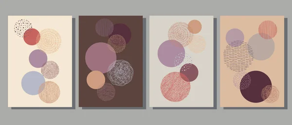 Hintergrund Set Mit Abstrakten Mustern Verschiedene Kreise — Stockvektor