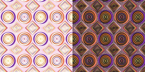 Eine Reihe Nahtloser Muster Kleine Geometrische Formen Farbige Steine Mosaik — Stockvektor