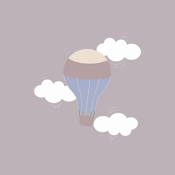 Seamless Pattern Cute Clouds Air Balloon — Stock Vector