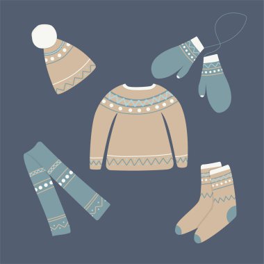 mavi gri renkli kış kıyafetleri arkaplan simgeleri