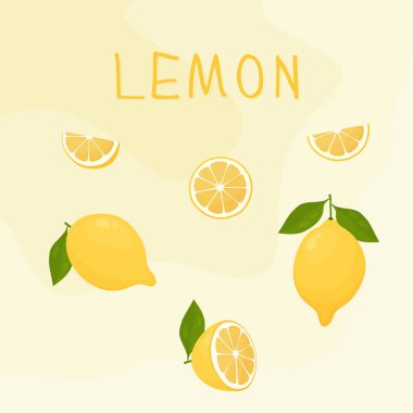 Limon, yarım dilim limon, limon yaprağı, sarı limon. Citrus.