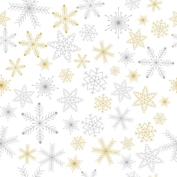 クリスマス柄の白い雪片 冬の背景 — ストックベクタ