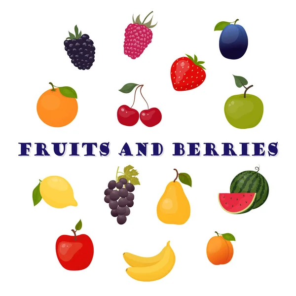 stock vector Set of vector fruits. Summer fruits
